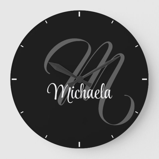Minimalistisch modern monogram initiaal grote klok (Voorkant)