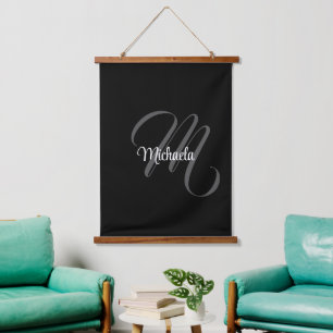Minimalistisch modern monogram initiaal hangend wandkleed