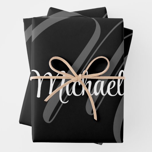 Minimalistisch modern monogram initiaal inpakpapier vel (In situ)