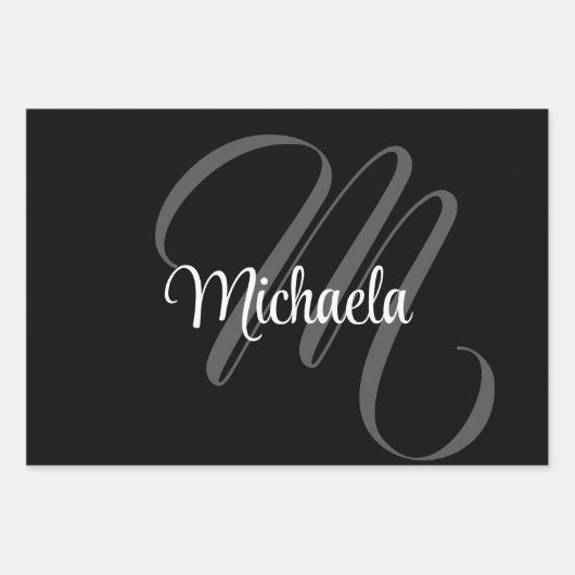 Minimalistisch modern monogram initiaal inpakpapier vel (Voorkant)