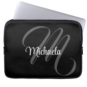 Minimalistisch modern monogram initiaal laptop sleeve