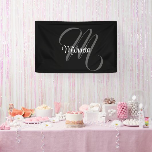 Minimalistisch modern monogram initiaal spandoek (Feest)