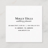 Minimalistisch modern monogram Initialen Monochroo Vierkante Visitekaartje (Achterkant)