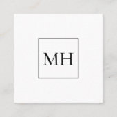 Minimalistisch modern monogram Initialen Monochroo Vierkante Visitekaartje (Voorkant)