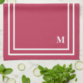 Minimalistisch modern monogram magenta Red Theedoek (Gevouwen)