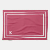 Minimalistisch modern monogram magenta Red Theedoek (Horizontaal)