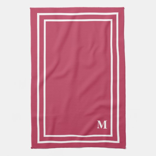 Minimalistisch modern monogram magenta Red Theedoek (Verticaal)