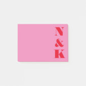 Minimalistisch Modern Monogram Roze en Rode Douane Post-it® Notes (Voorkant)