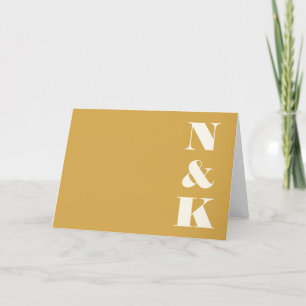 Minimalistisch modern monogram Saffron Yellow Wedd Bedankkaart