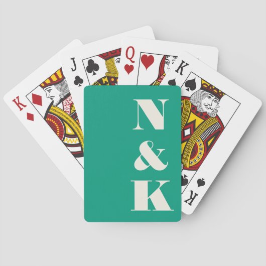 Minimalistisch Modern Monogram Smaragd Groene Brui Pokerkaarten (Achterkant)