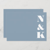 Minimalistisch Modern Monogram Stoffig Blauw Bruil Notitiekaartje (Voorkant / Achterkant)