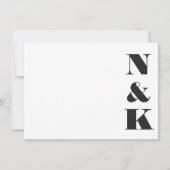 Minimalistisch modern monogram zwart en wit huweli notitiekaartje (Voorkant)