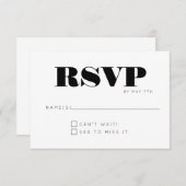 Minimalistisch modern monogram zwart en wit huweli RSVP kaartje (Voorkant / Achterkant)