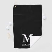 Minimalistisch Modern Monogram Zwart-wit Golfhanddoek (Insitu)