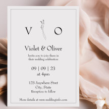 Minimalistisch modern monogram zwart-wit huwelijk