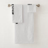 Minimalistisch modern monogram, zwarte grijs bad handdoek (Insitu)
