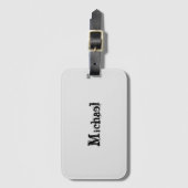 Minimalistisch modern monogram, zwarte grijs bagagelabel (Voorkant (verticaal))