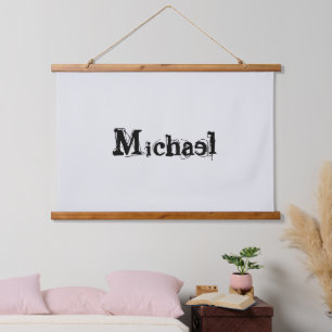 Minimalistisch modern monogram, zwarte grijs hangend wandkleed