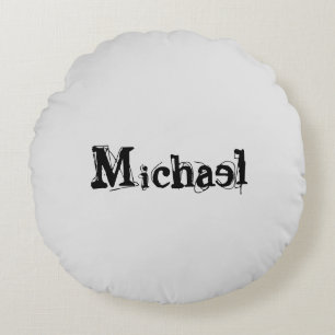 Minimalistisch modern monogram, zwarte grijs rond kussen