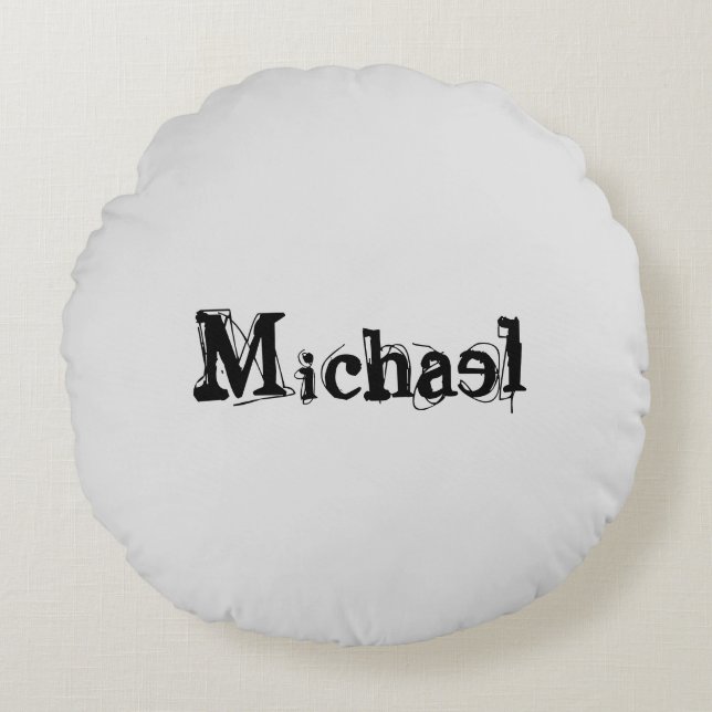 Minimalistisch modern monogram, zwarte grijs rond kussen (Voorkant)