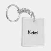 Minimalistisch modern monogram, zwarte grijs sleutelhanger (Voorkant Links)