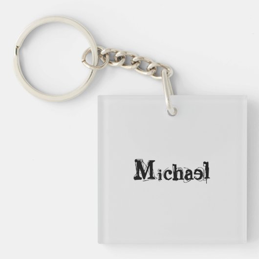 Minimalistisch modern monogram, zwarte grijs sleutelhanger (Voorkant)