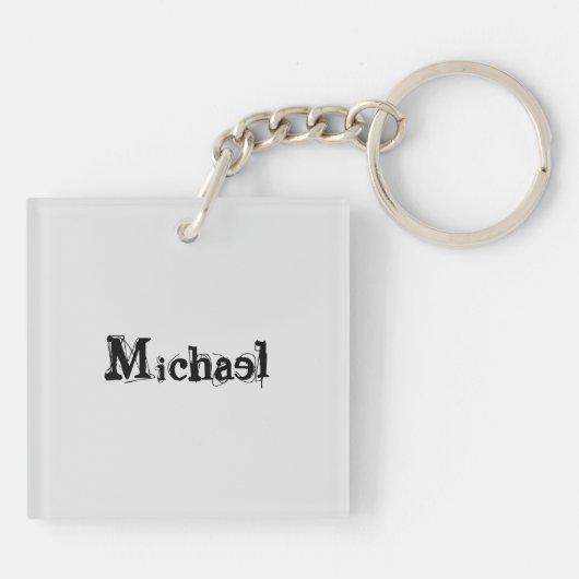 Minimalistisch modern monogram, zwarte grijs sleutelhanger (Achterkant)