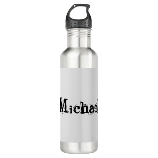 Minimalistisch modern monogram, zwarte grijs waterfles  (Voorkant)