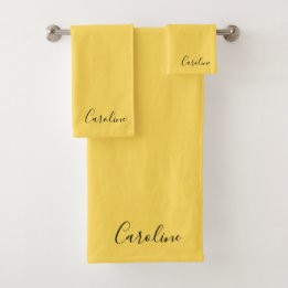 Minimalistisch modern mosterdgeel bad handdoek