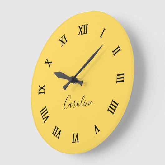 Minimalistisch modern mosterdgeel grote klok (Hoek)