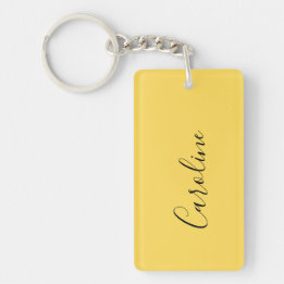 Minimalistisch modern mosterdgeel sleutelhanger