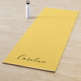 Minimalistisch modern mosterdgeel yogamat