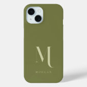 Minimalistisch Modern Olijfgroen Monogram Case-Mate iPhone Case (Achterkant)