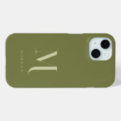 Minimalistisch Modern Olijfgroen Monogram Case-Mate iPhone Case (Achterkant (horizontaal))