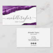 Minimalistisch modern paars handtekeningscript visitekaartje (Voorkant / Achterkant)