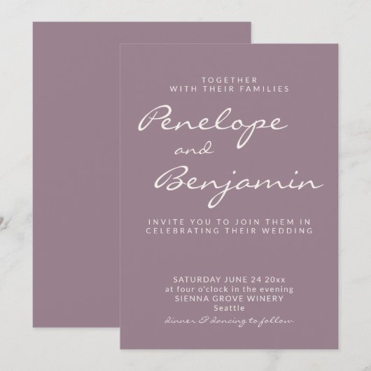 Minimalistisch modern Paars puistje Kaart (Voorkant / Achterkant)