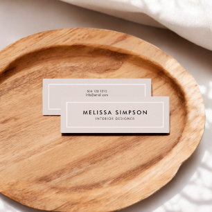 Minimalistisch modern pasta beige mini visitekaartje