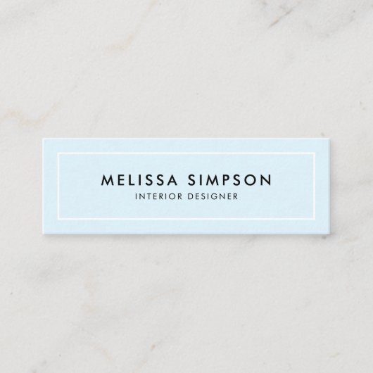 Minimalistisch modern pastblauw mini visitekaartje (Voorkant)