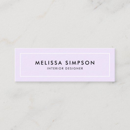 Minimalistisch modern pasteel Paars Mini Visitekaartje (Voorkant)