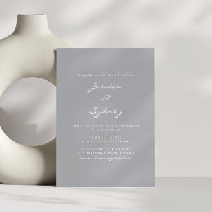 Minimalistisch modern Pewter Gray Script Weddensch Kaart