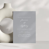 Minimalistisch modern Pewter Gray Script Weddensch Kaart