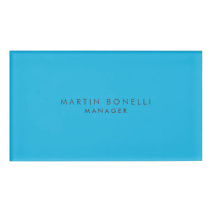 Minimalistisch modern platenblauw naambadge