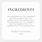Minimalistisch Modern Product Ingrediënten Label (Voorkant)