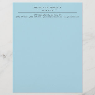 Minimalistisch Modern Professional Plain Sky Blue Briefhoofd