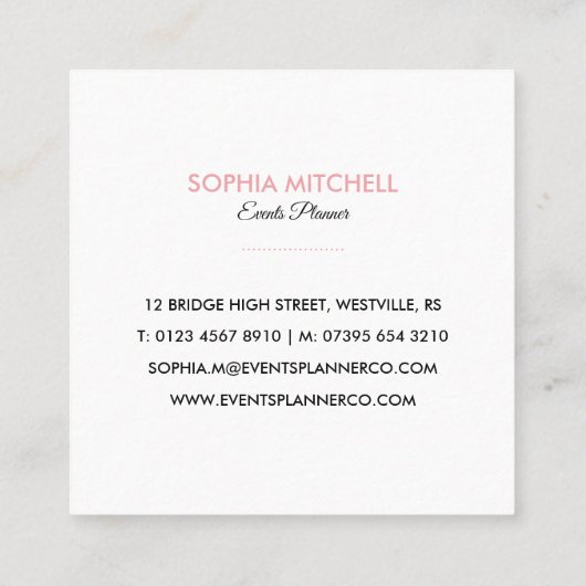 Minimalistisch Modern Professioneel Vierkante Visitekaartje (Achterkant)