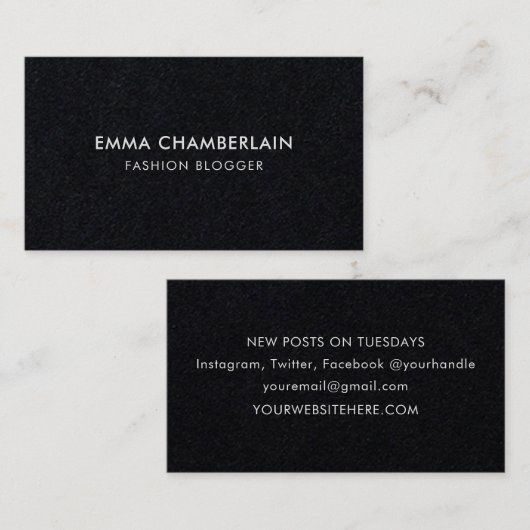 Minimalistisch modern ritueel Eco Black Visitekaartje (Voorkant / Achterkant)