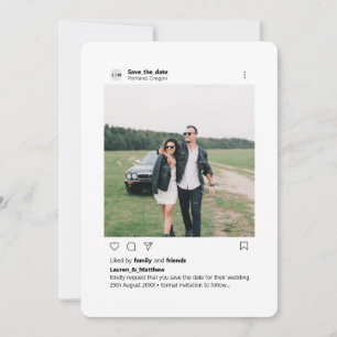 Minimalistisch modern rondehoekfotoinstagram save the date