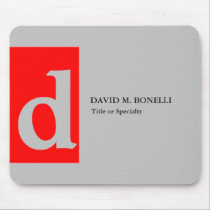 Minimalistisch modern rood grijs monogramme jouw n muismat