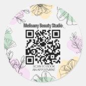 Minimalistisch Modern Roze Goud Groen Bloemenlijn  Ronde Sticker (Voorkant)