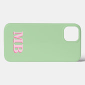 Minimalistisch Modern Roze Groen Initiaal Monogram Case-Mate iPhone Case (Achterkant (horizontaal))